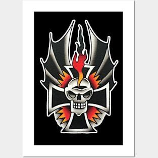 Iron Cross Skull Tattoo Design Posters and Art